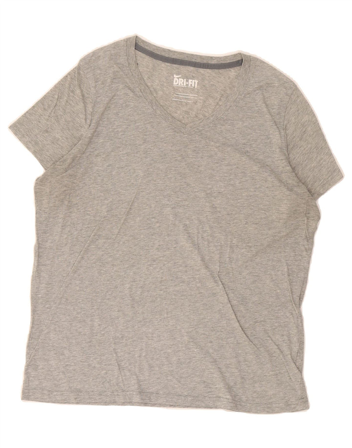 NIKE Womens Dri Fit T-Shirt Top UK 18 XL Grey Flecked Polyester Vintage Nike and Second-Hand Nike from Messina Hembry 