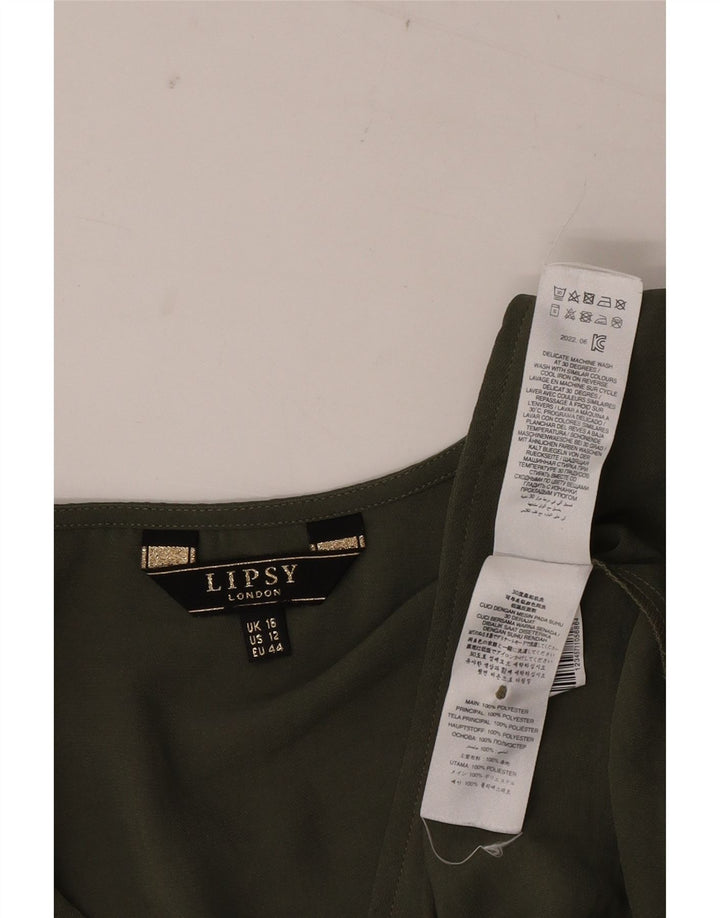 Lipsy Womens Oversized Bluse Top UK 16 Large Green Polyester