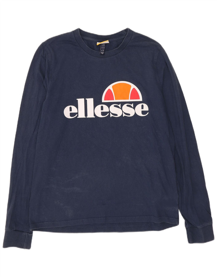 Ellesse Dame Grafisk Top Langærmet UK 12 Medium Navy Blue Bomuld