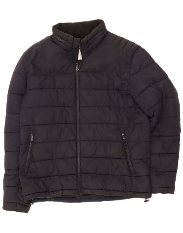 Zara Polstret Herrejakke UK 40 Large Navy Blue Polyester