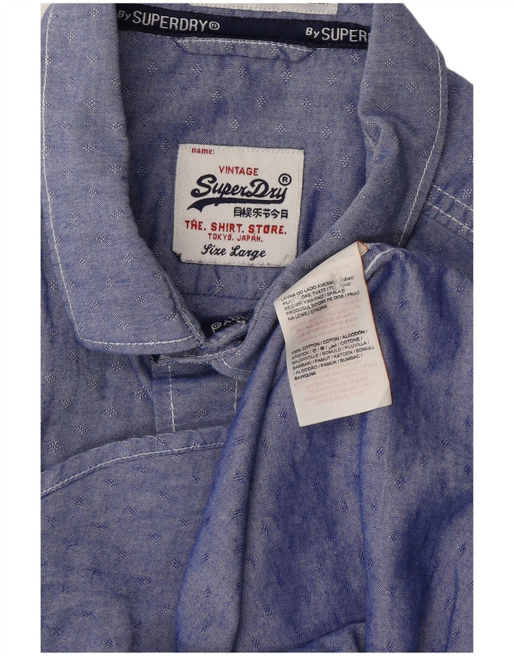 SUPERDRY herreskjorte stor blå plettet bomuld