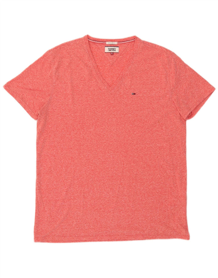 Tommy Hilfiger Herre Regular Fit T-Shirt Top XL Rød Flecked Polyester