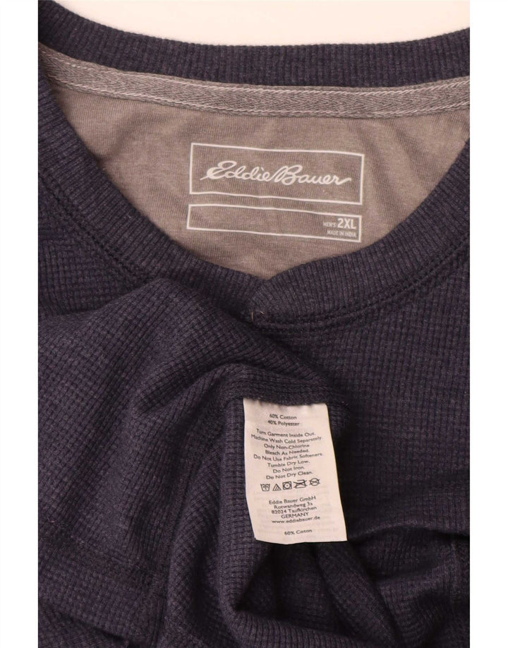 Eddie Bauer Herre Top Langærmet 2XL Navy Blue Bomuld