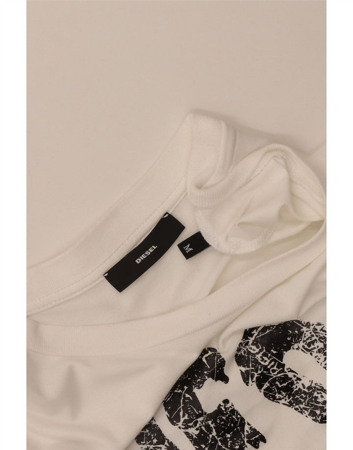 Diesel Dame Grafisk T-Shirt Kjole UK 14 Medium White
