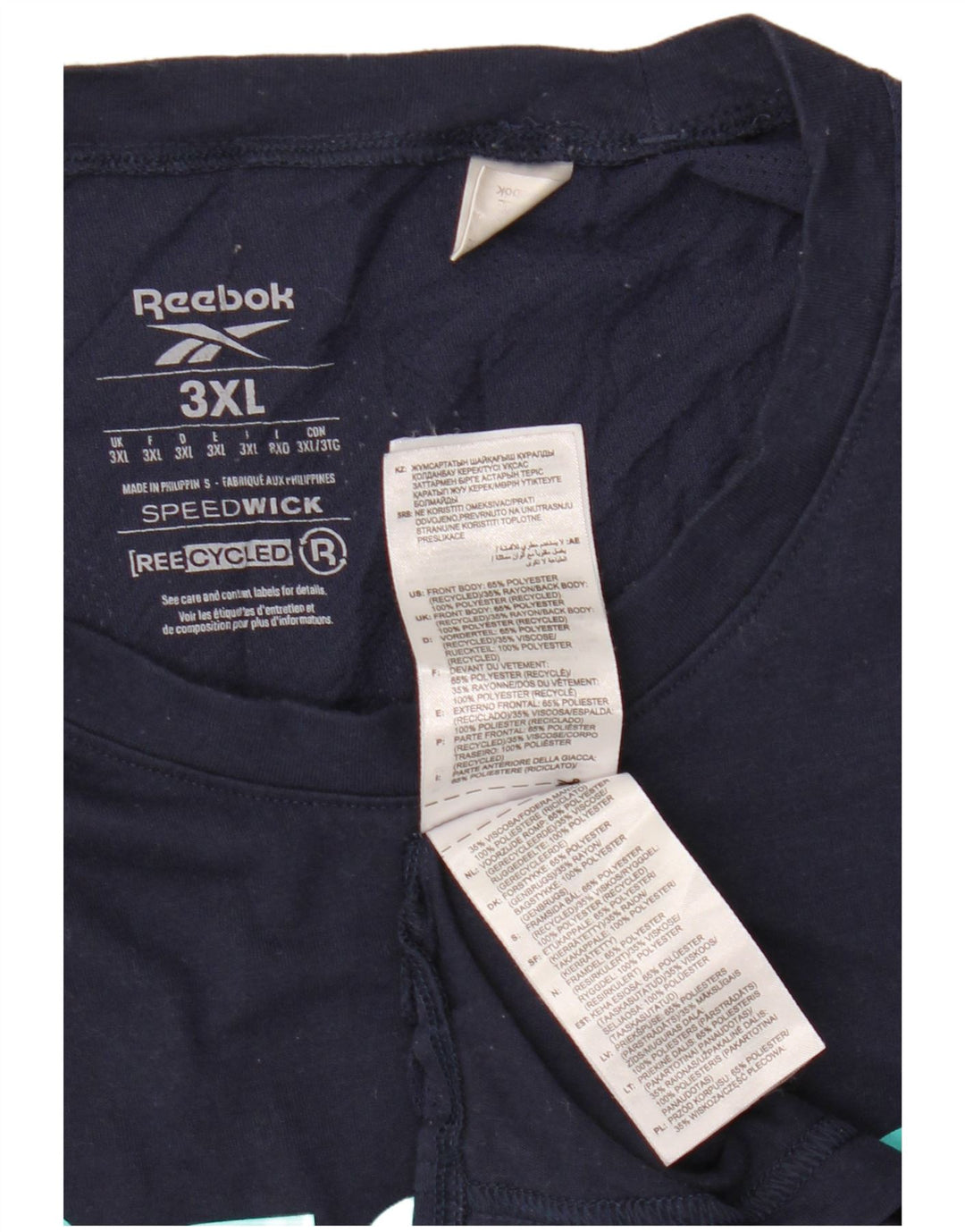 Reebok Herre grafisk T-shirt top 3XL marineblå polyester