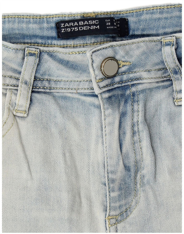 Zara Womens Distressed Denim Shorts EU 38 Small W28 Blue