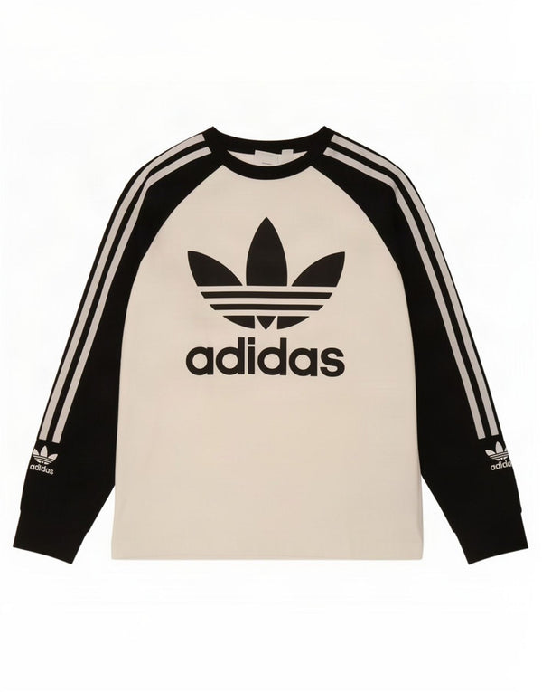 Adidas drenge grafisk top langærmet 11-12 år hvid colourblock bomuld