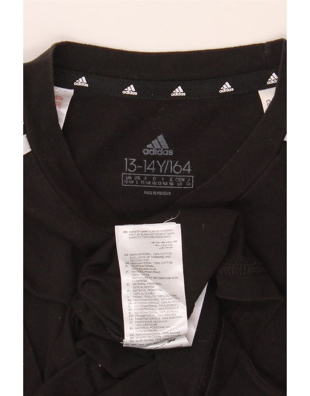 ADIDAS Boys T-Shirt Top 13-14 Years Black Cotton Vintage Adidas and Second-Hand Adidas from Messina Hembry 