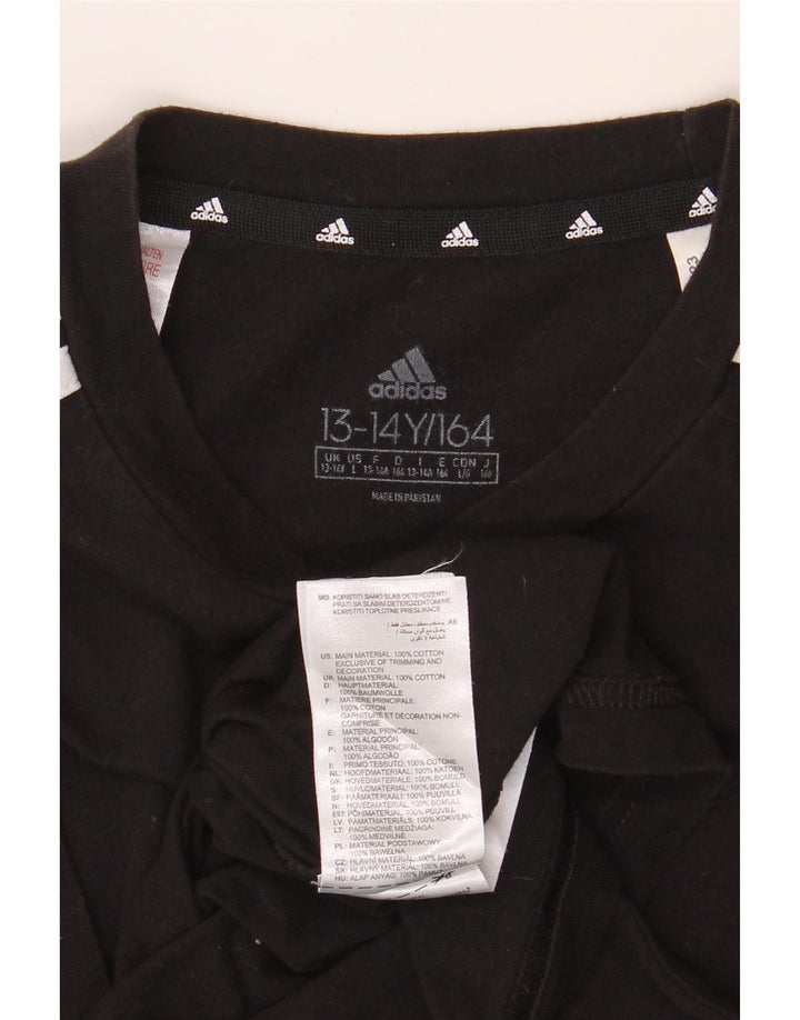 ADIDAS Boys T-Shirt Top 13-14 Years Black Cotton Vintage Adidas and Second-Hand Adidas from Messina Hembry 