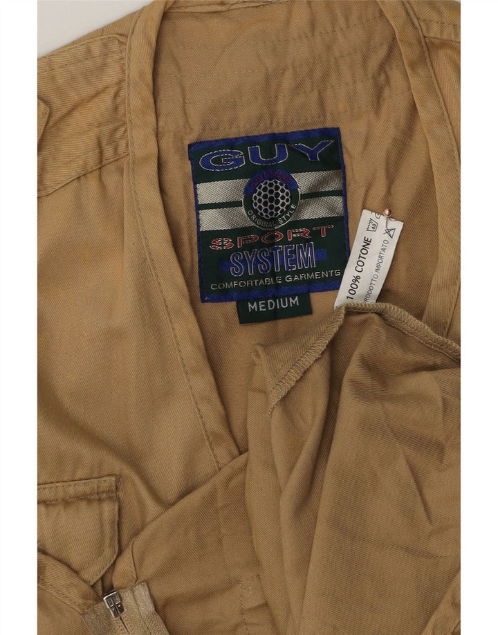 Vintage Herre Utility Gilet UK 38 Medium Beige Cotton