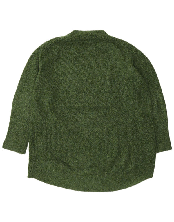 Zara Dame Oversized Crew Neck Jumper Sweater UK 10 Small Green Acryl