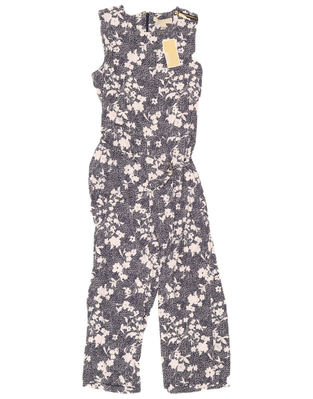 Michael Kors Dame Ærmeløs Jumpsuit UK 12 Medium Navy Blue Floral