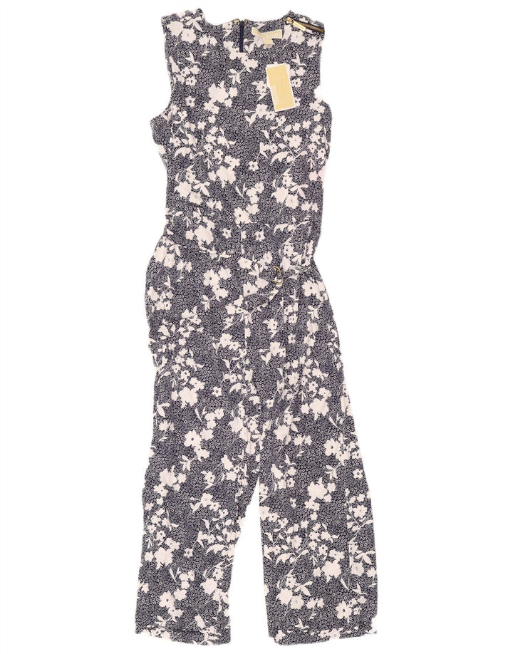 Michael Kors Dame Ærmeløs Jumpsuit UK 12 Medium Navy Blue Floral