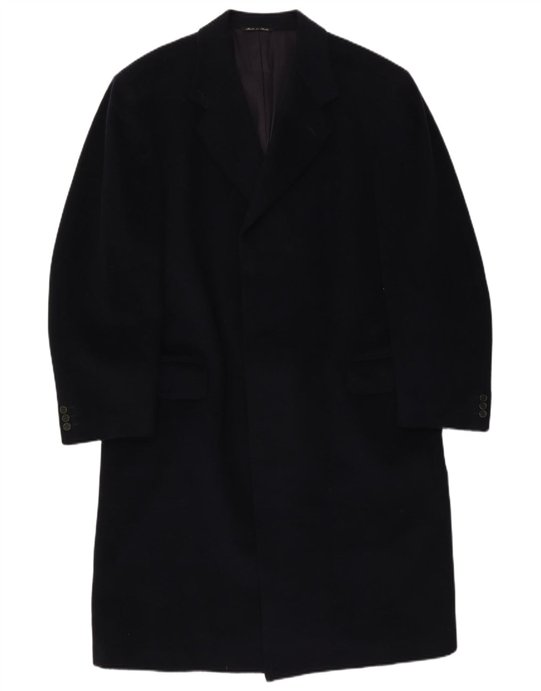 Canali Herre Overfrakke IT 54 2XL Marineblå Uld Klassisk