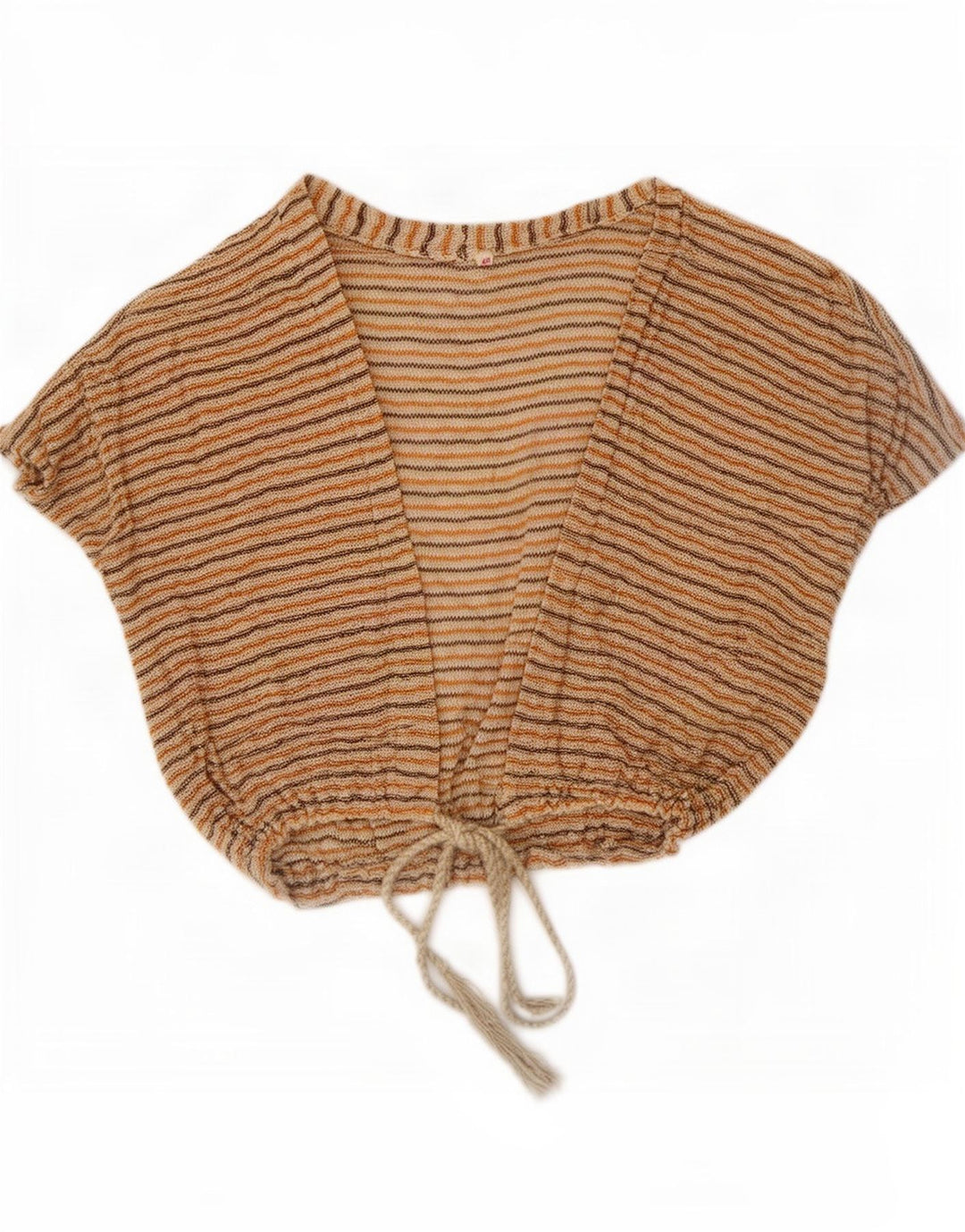Vintage Dame Crop Cardigan Top EU 40 Medium Beige Stribet