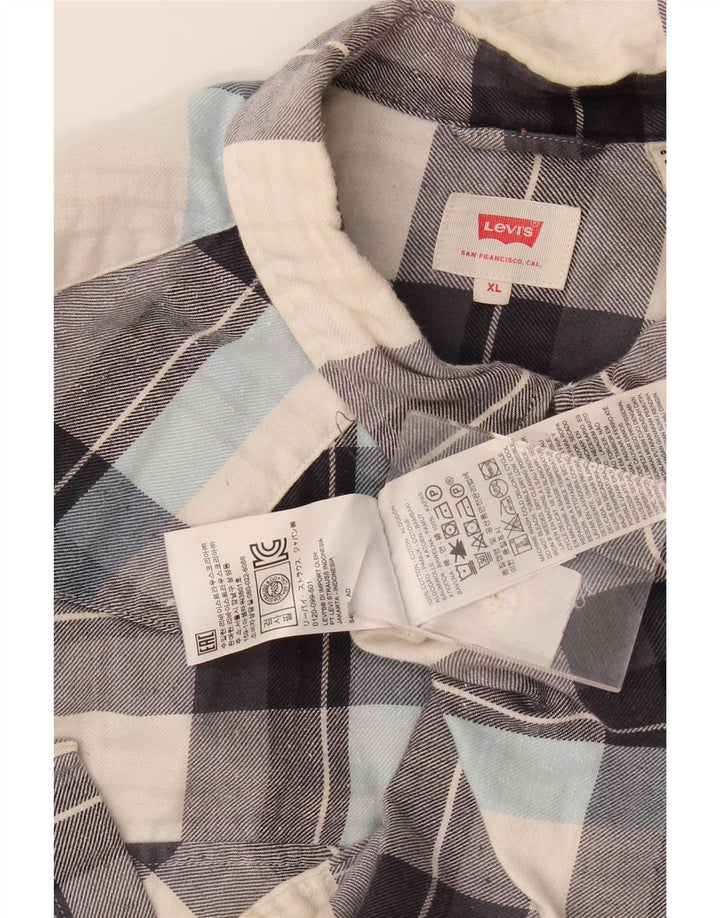 Levi's herreskjorte XL grå ternet bomuld