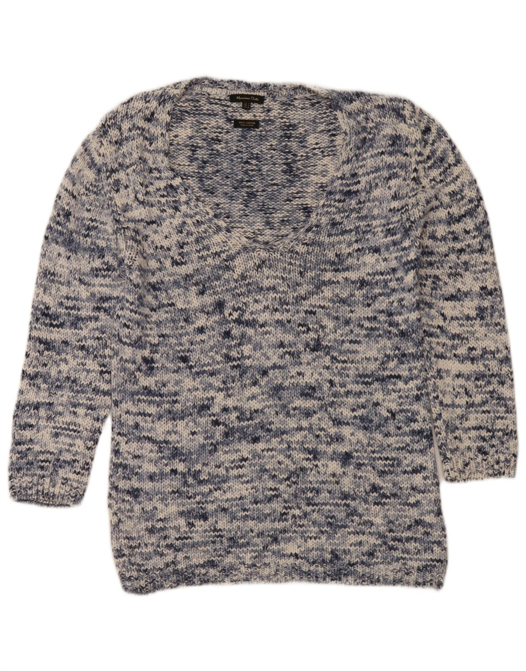 Massimo Dutti Dame V-hals sweater UK 14 Medium Navy Blue Flecked