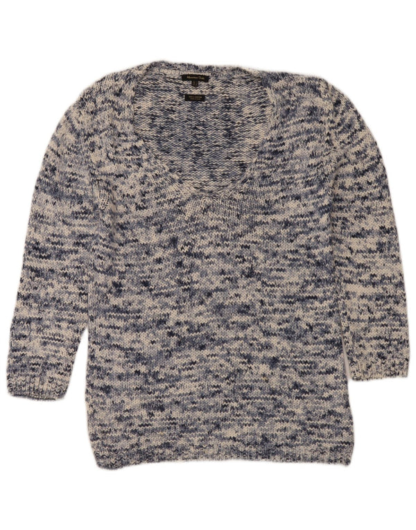 Massimo Dutti Dame V-hals sweater UK 14 Medium Navy Blue Flecked