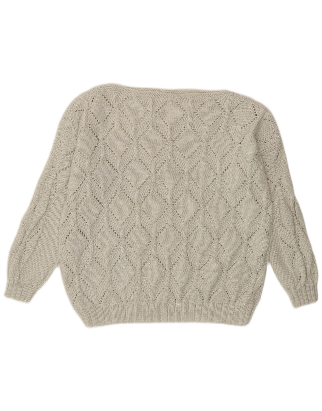 VINTAGE Dame Boat Neck Jumper Sweater UK 18 XL Off White