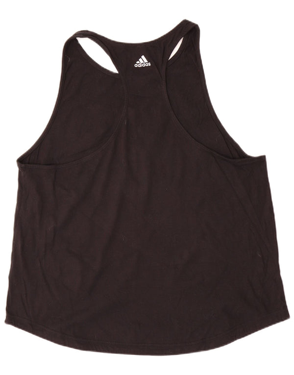 Adidas Dame Grafisk Vest Top UK 24/26 2XL Sort Bomuld