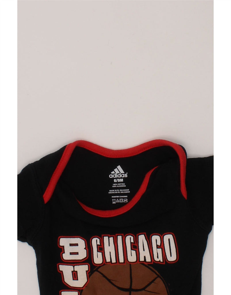ADIDAS Baby Boys Graphic Bodysuit 6-9 Months Black Cotton Vintage Adidas and Second-Hand Adidas from Messina Hembry 