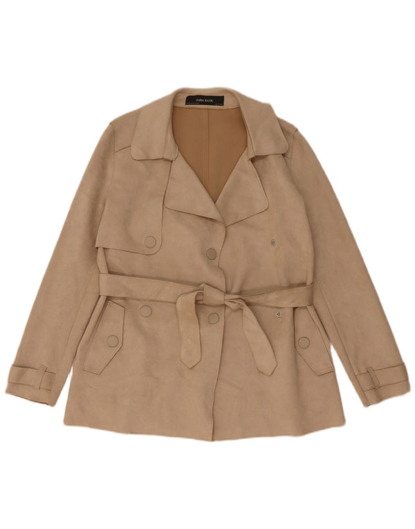Zara Trench Coat til kvinder UK 6 XS Beige Polyester