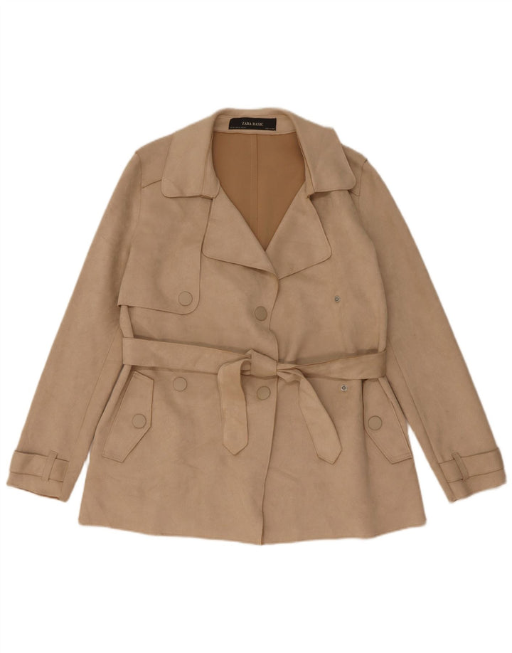Zara Trench Coat til kvinder UK 6 XS Beige Polyester