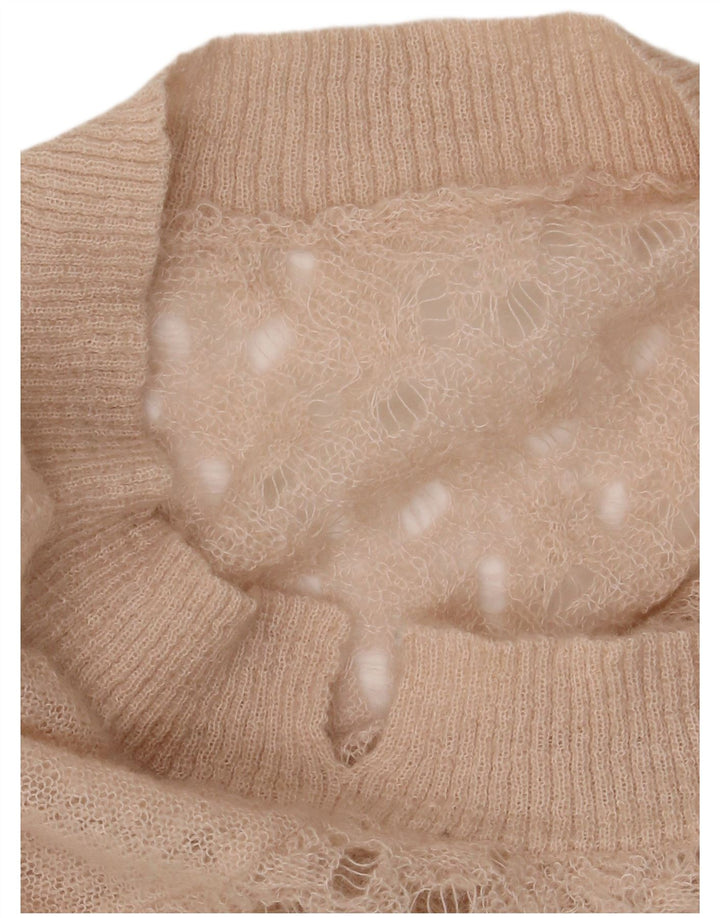 VINTAGE Dame Oversized Boat Neck Jumper Sweater UK 16 Large Beige