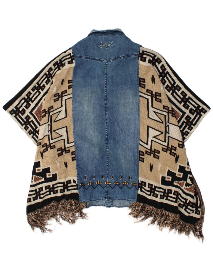 Desigual Dame Denim Shirt Bluse UK 18 XL Flerfarvet Patchwork Viscose