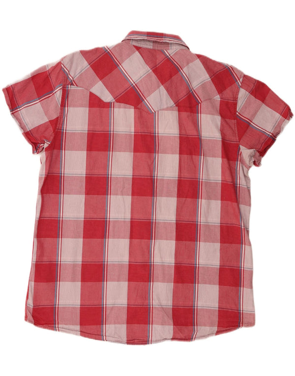 WRANGLER Herre Regular Fit kortærmet skjorte 3XL Pink ternet bomuld