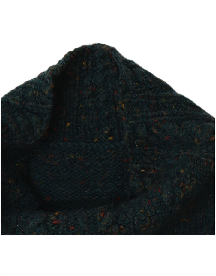 VINTAGE Dame Turtle Neck Jumper Sweater UK 14 Large Green Flecked