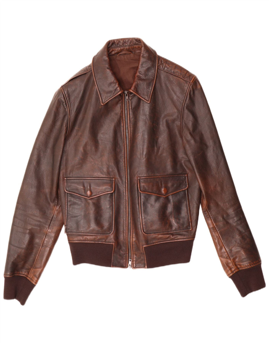 Vintage Herre Bomber Læderjakke IT 52 Stor Brun