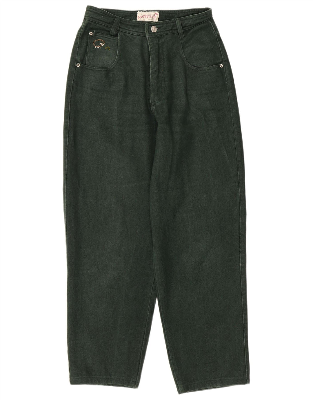 PETRESSA Kvinder Højtaljede tilspidsede Jeans EU 36 Small W26 L26 Grøn Bomuld