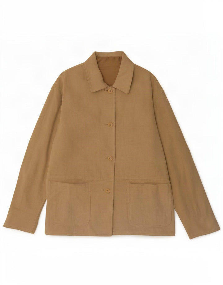 Vintage dame 4-knaps ruskindsblazerjakke UK 14 Medium Beige