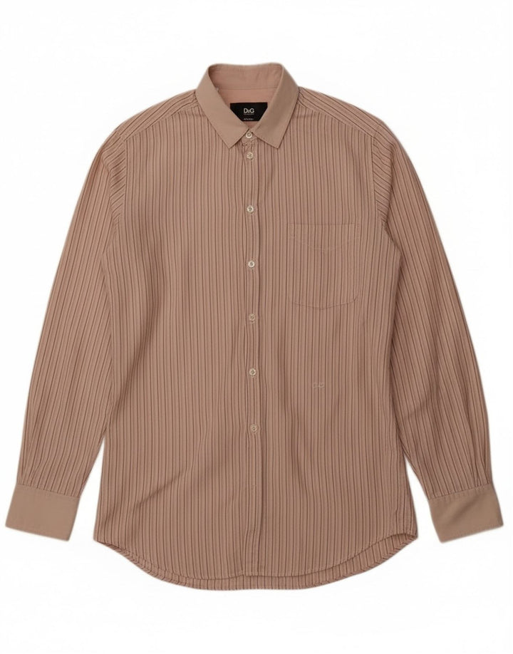 Dolce & Gabbana herre George skjorte str. 39 15 1/2 medium beige stribet