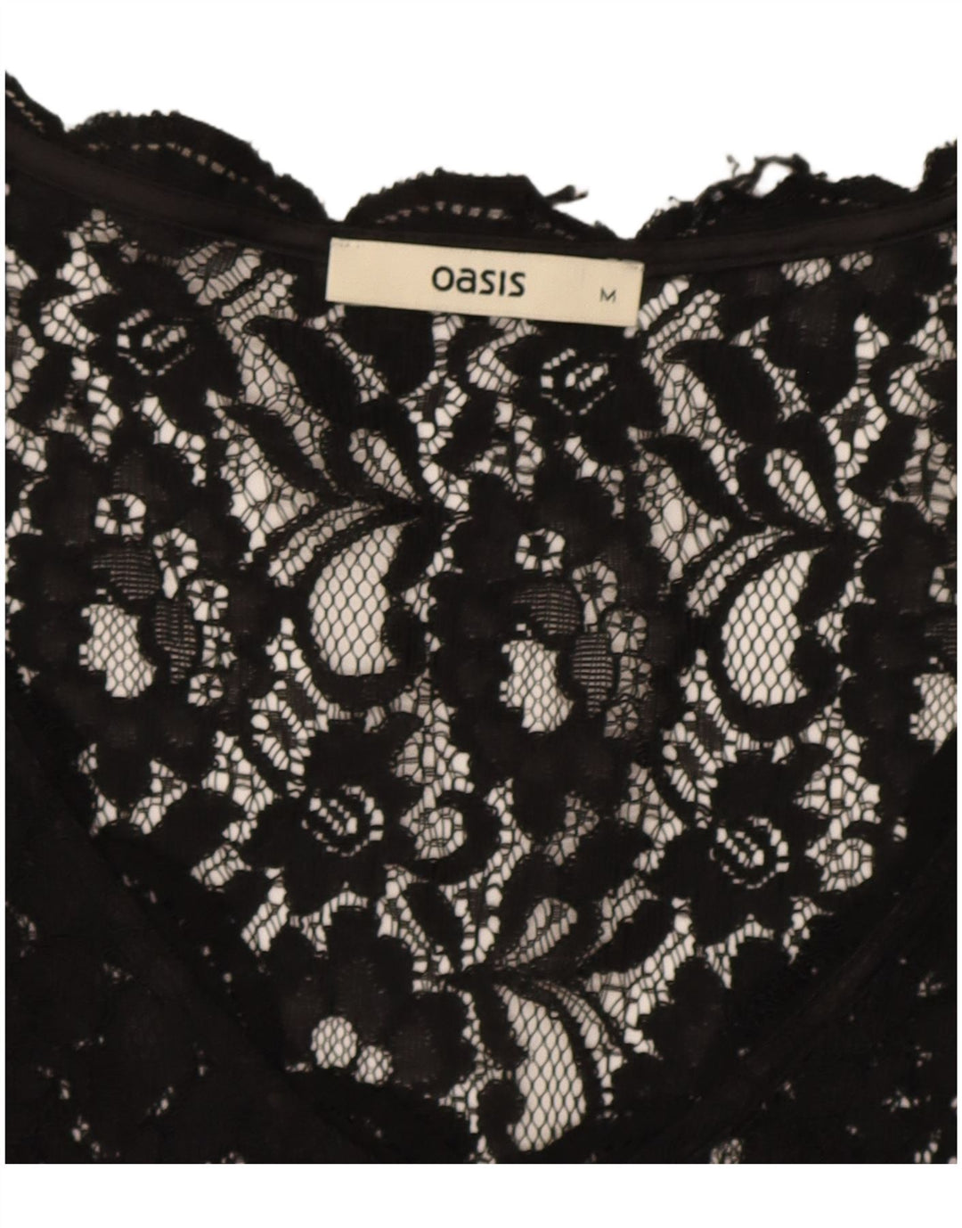 Oasis Dame See Through Blouse Top UK 12 Medium Black Floral