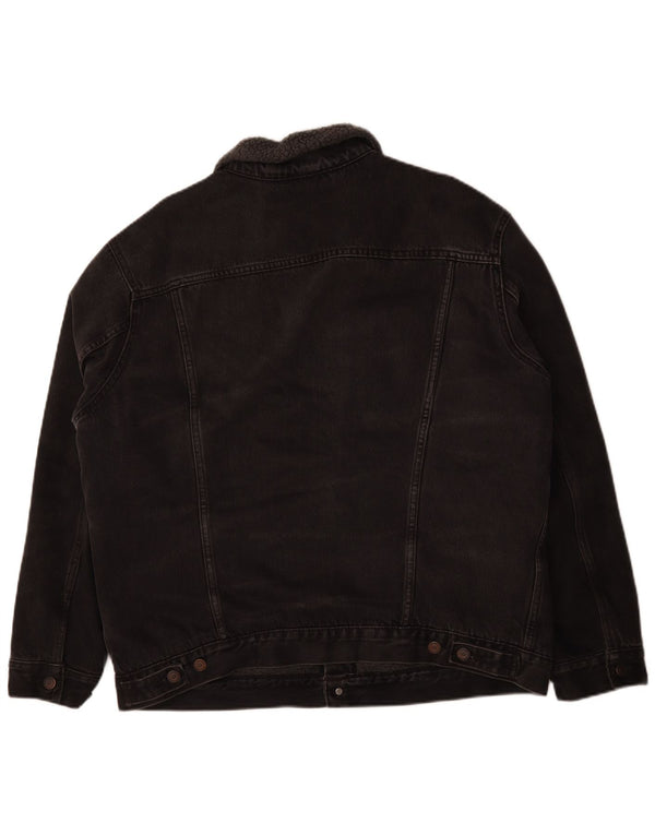 Levi's Herre Denim Sherpa Jacket UK 44 2XL Sort Bomuld