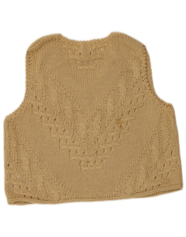 Alba Moda Dame Crop Vest Tank Top UK 10 Small Beige Bomuld