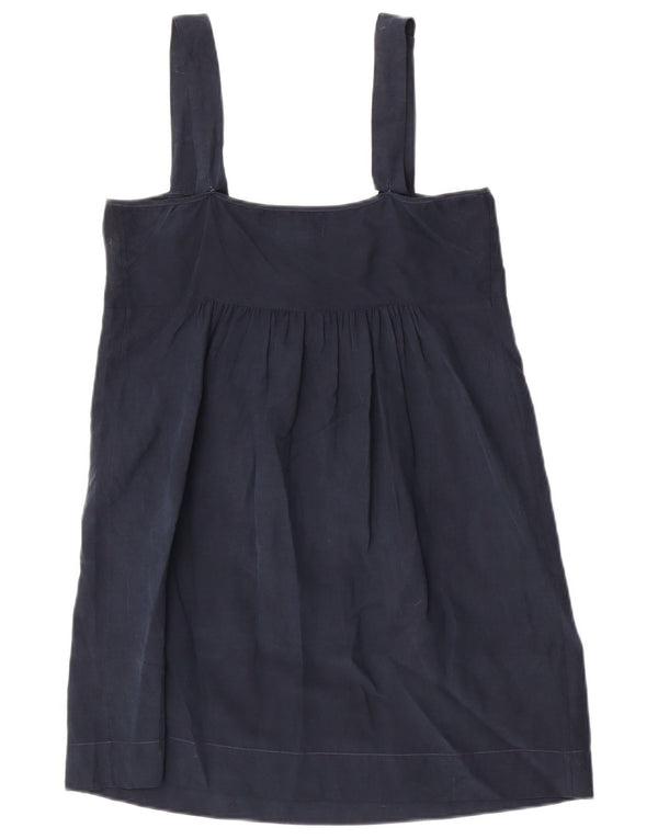 Ralph Lauren Dame ærmeløs bluse Top UK 12 Medium Navy Blue Silke