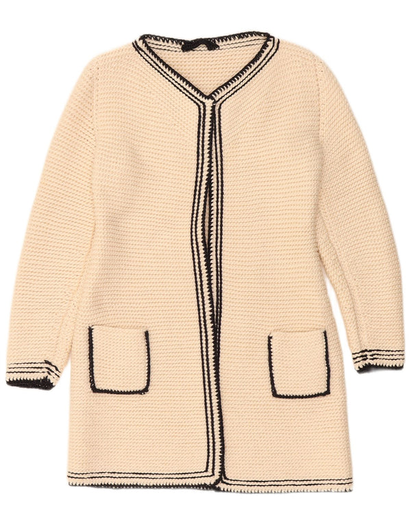 Vintage Dame Longline Cardigan Sweater UK 10 Small Off White