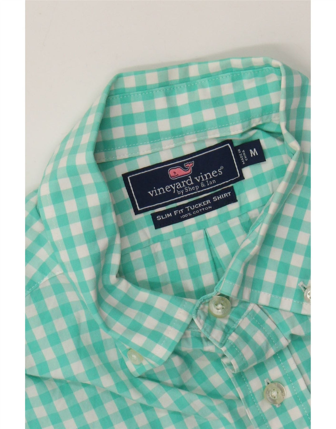 VINEYARD VINES Herre Slim Fit skjorte Medium Turkis Gingham Cotton