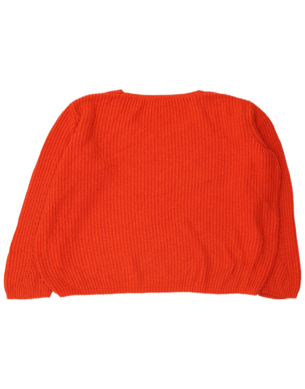 Topshop Womens Crop Oversized Boat Neck Jumper Sweater UK 14 Large Orange
