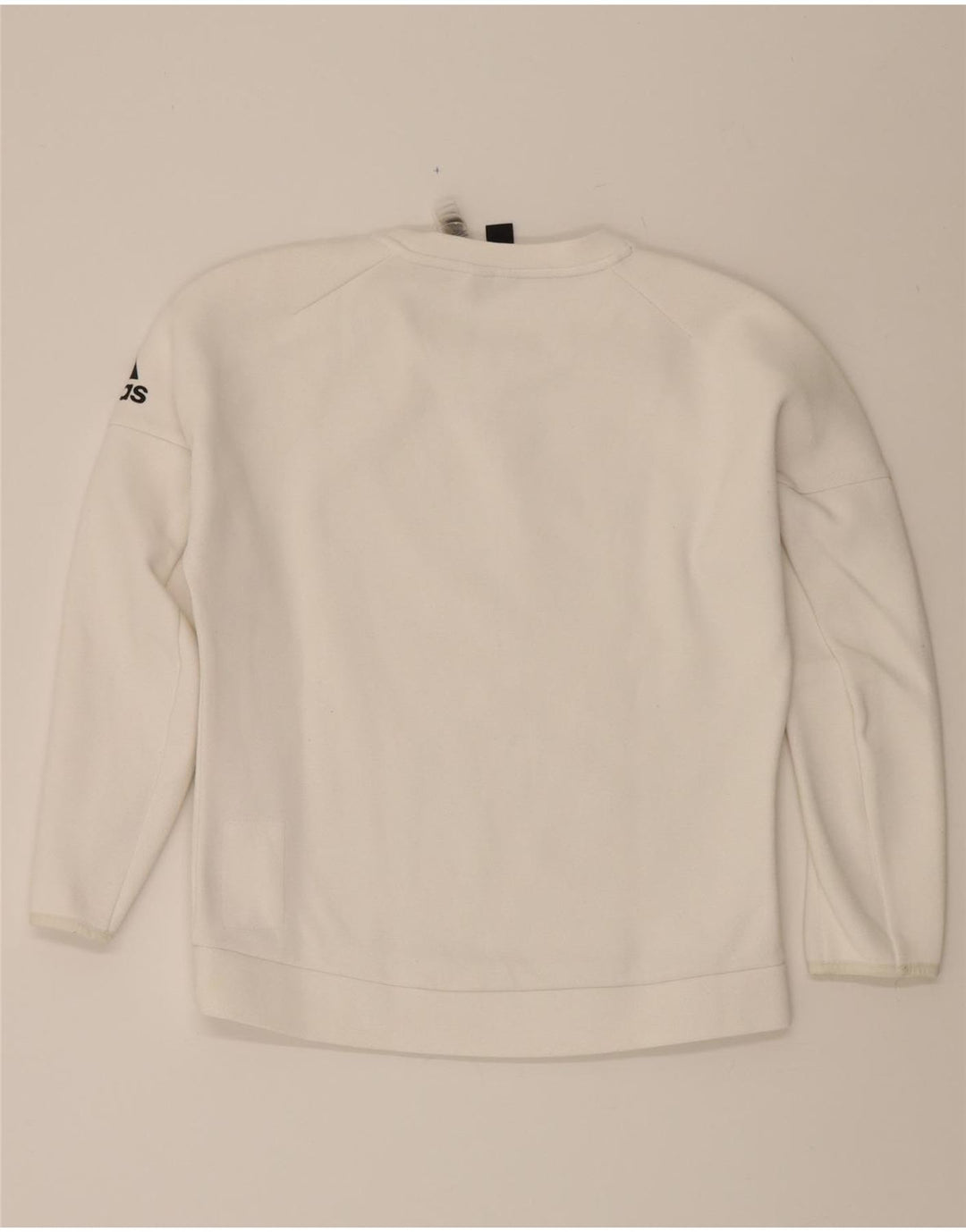 ADIDAS Womens Oversized 3/4 Sleeve Sweatshirt Jumper UK 8/10 Small White Vintage Adidas and Second-Hand Adidas from Messina Hembry 