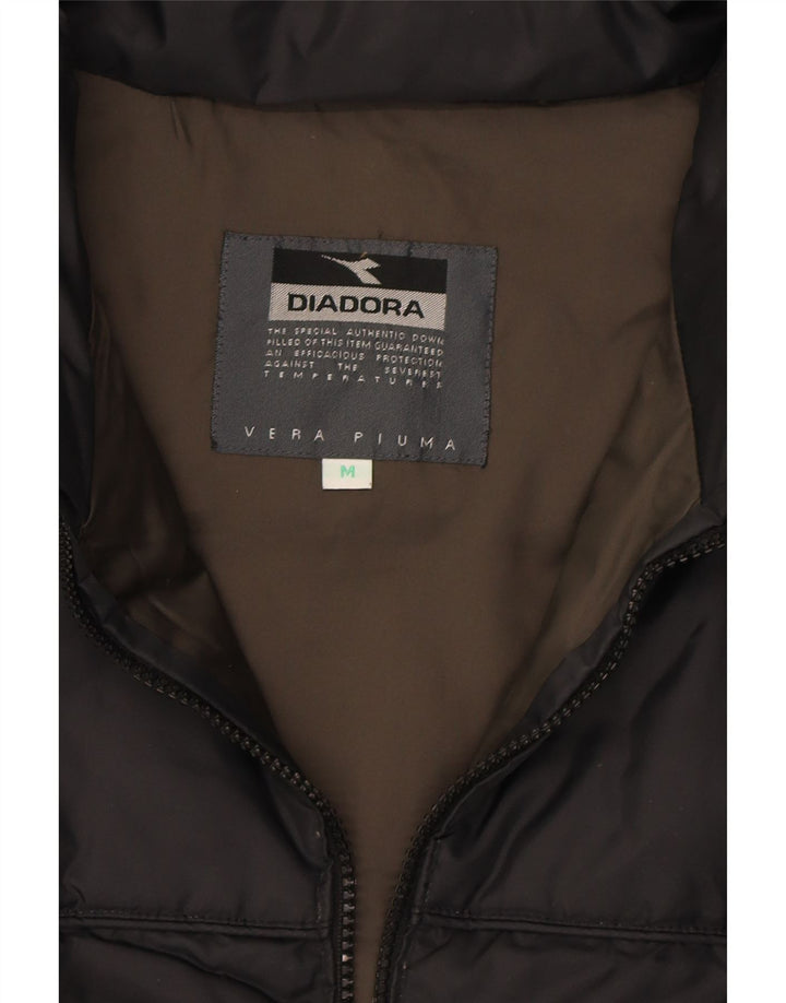 DIADORA Mens Hooded Padded Jacket UK 38 Medium Black Nylon