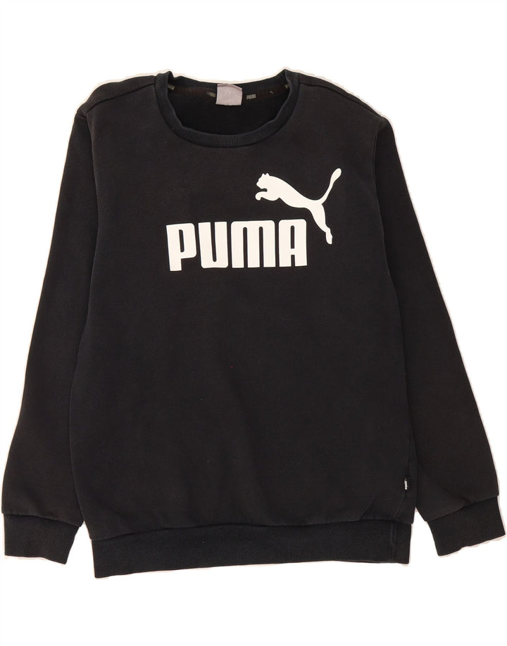 PUMA Womens Graphic Sweatshirt Jumper UK 10 Small Black Cotton Vintage Puma and Second-Hand Puma from Messina Hembry 