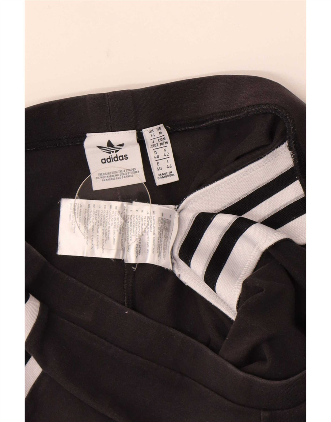Adidas Dame Grafiske Leggings UK 14 Medium Sort Bomuld