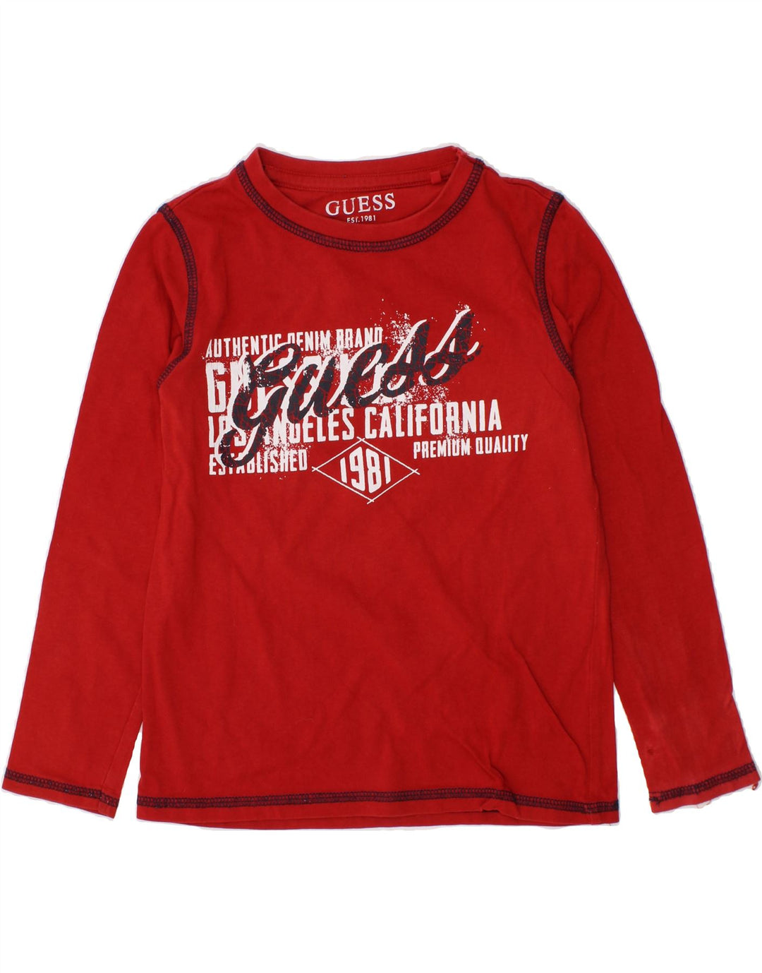 GUESS Boys Graphic Top Long Sleeve 4-5 Years Red Vintage Guess and Second-Hand Guess from Messina Hembry 