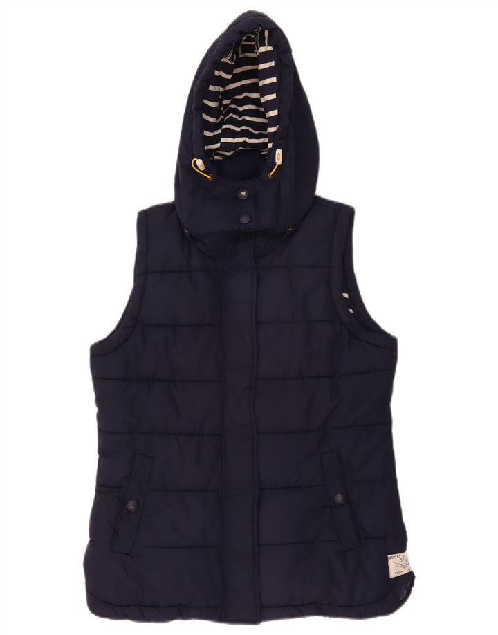 Joules Dame Hætte Polstret Gilet UK 10 Small Navy Blue Polyester