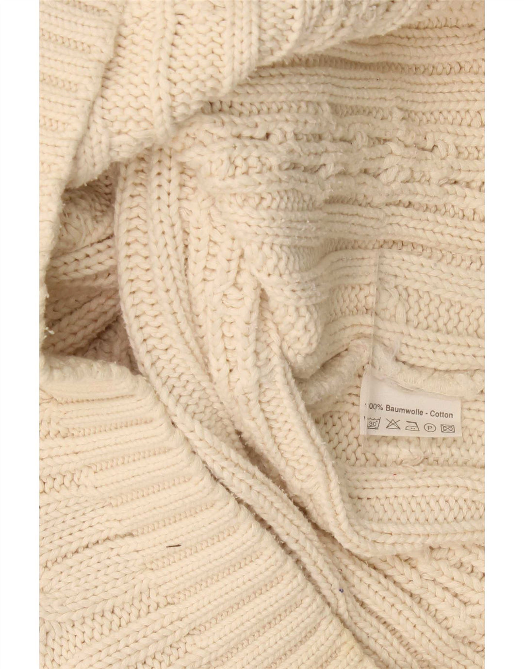 Vintage Herre rullehals sweater stor beige bomuld