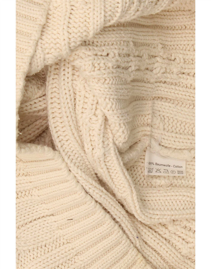 Vintage Herre rullehals sweater stor beige bomuld